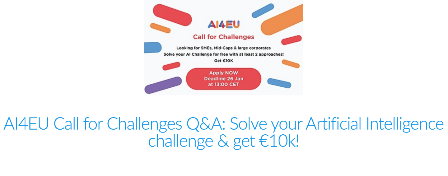 AI4EU Call for Challenges Q&A: Solve your Artificial Intelligence challenge & get €10k!